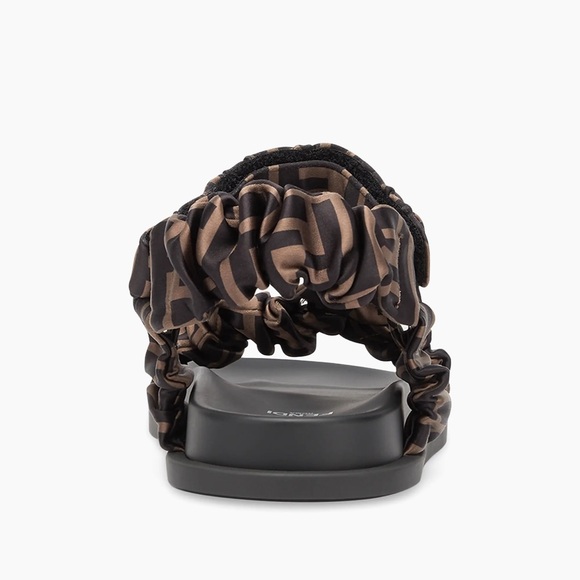 Fendi Black and Brown Logo Sandals - Picture 4 of 11